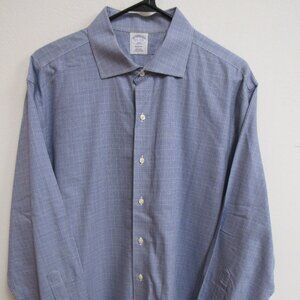 Brooks Brothers Regent Blue Check Long Sleeve Button-Up Shirt 17.5-4/5